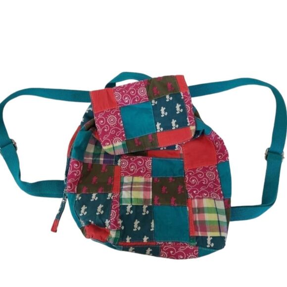 Disney Handbags - Disney Parks Patchwork Mickey Mouse Quilted Multi-Colored Madras Mini Backpack